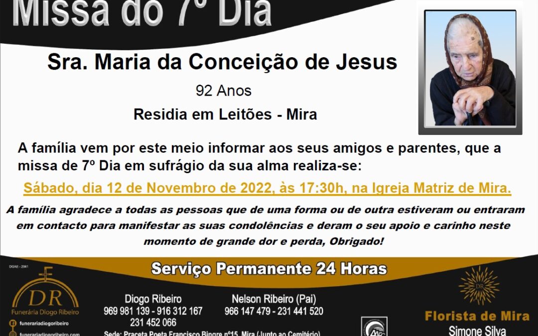 Missa 7º Dia Maria da Conceição de Jesus