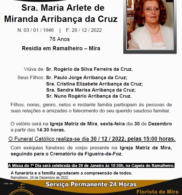 Sra. Maria Arlete de Miranda Arribança da Cruz