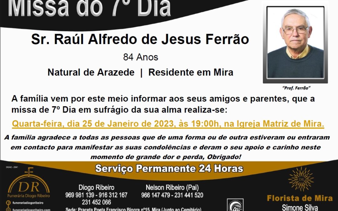 Missa 7º Dia Raúl Alfredo de Jesus Ferrão