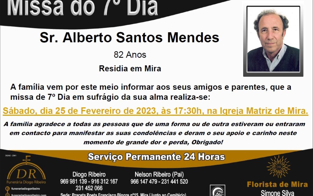 Missa 7º Dia Alberto Santos Mendes