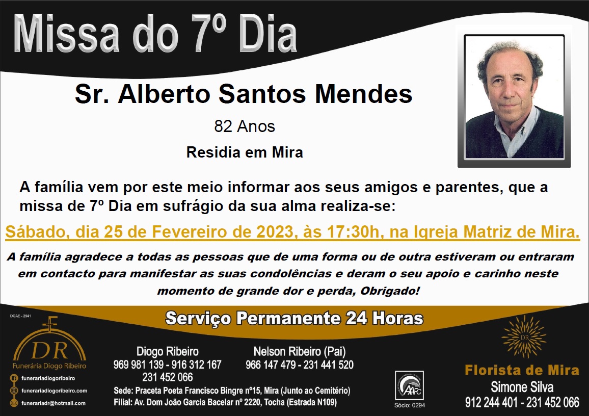 Missa 7º Dia Alberto Santos Mendes