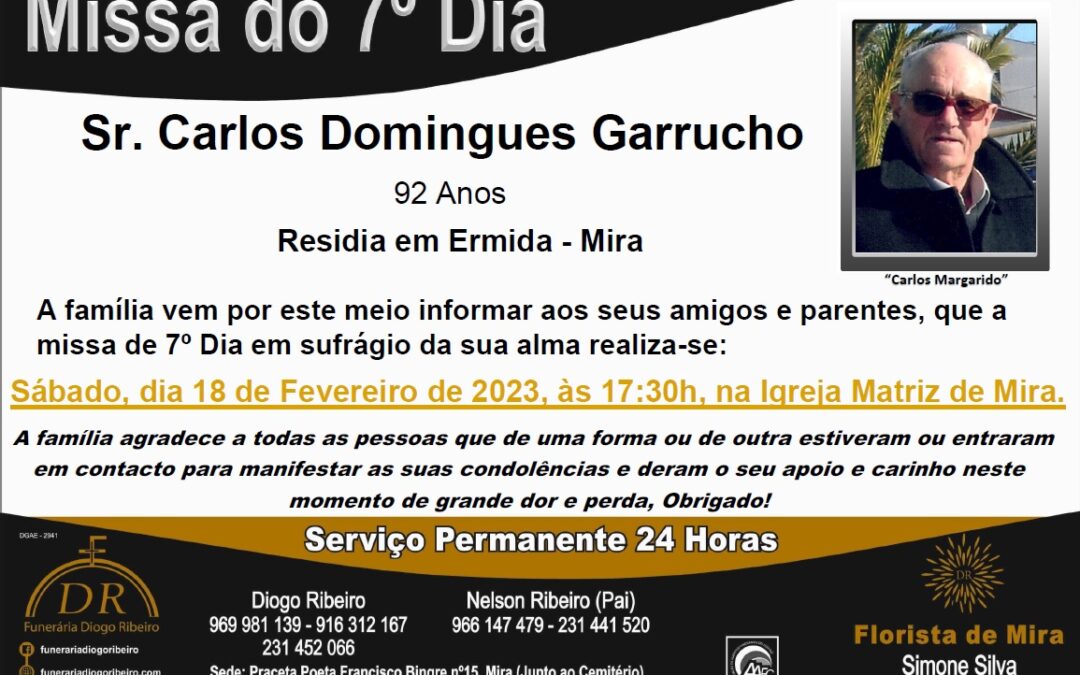 Missa 7º Dia Carlos Domingues Garrucho