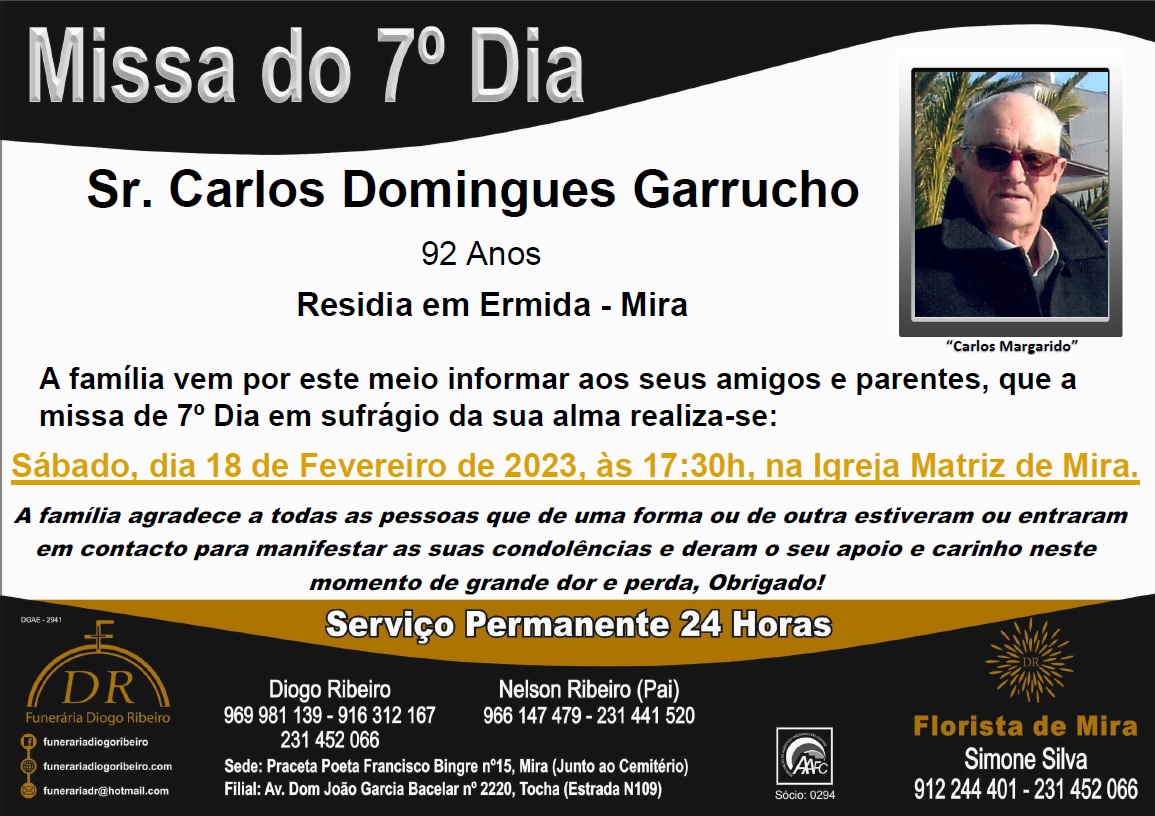 Missa 7º Dia Carlos Domingues Garrucho