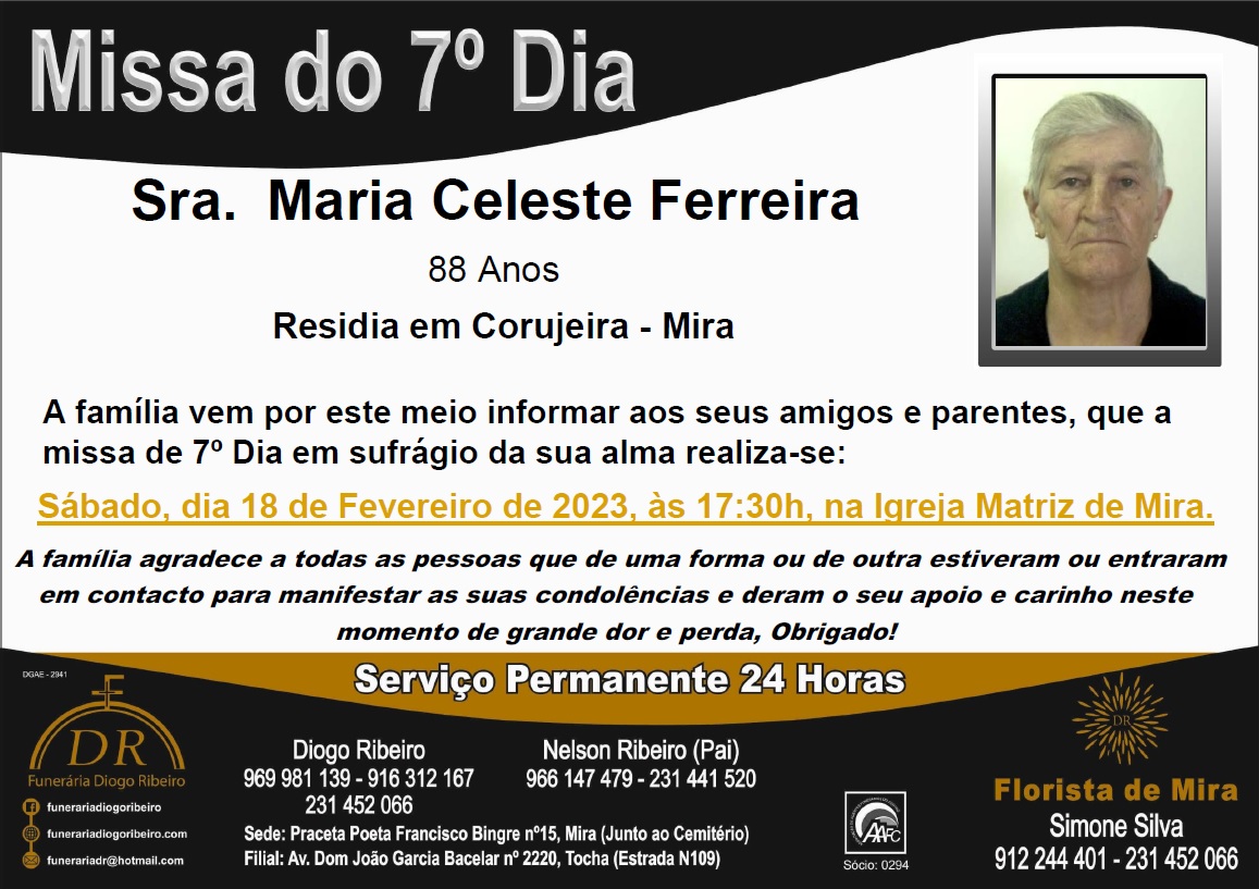 Missa 7º Dia Maria Celeste Ferreira