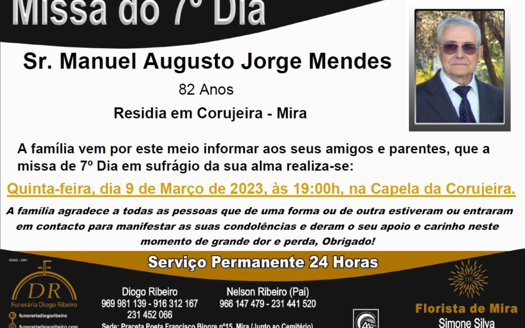 Missa 7º Dia Manuel Augusto Jorge Mendes
