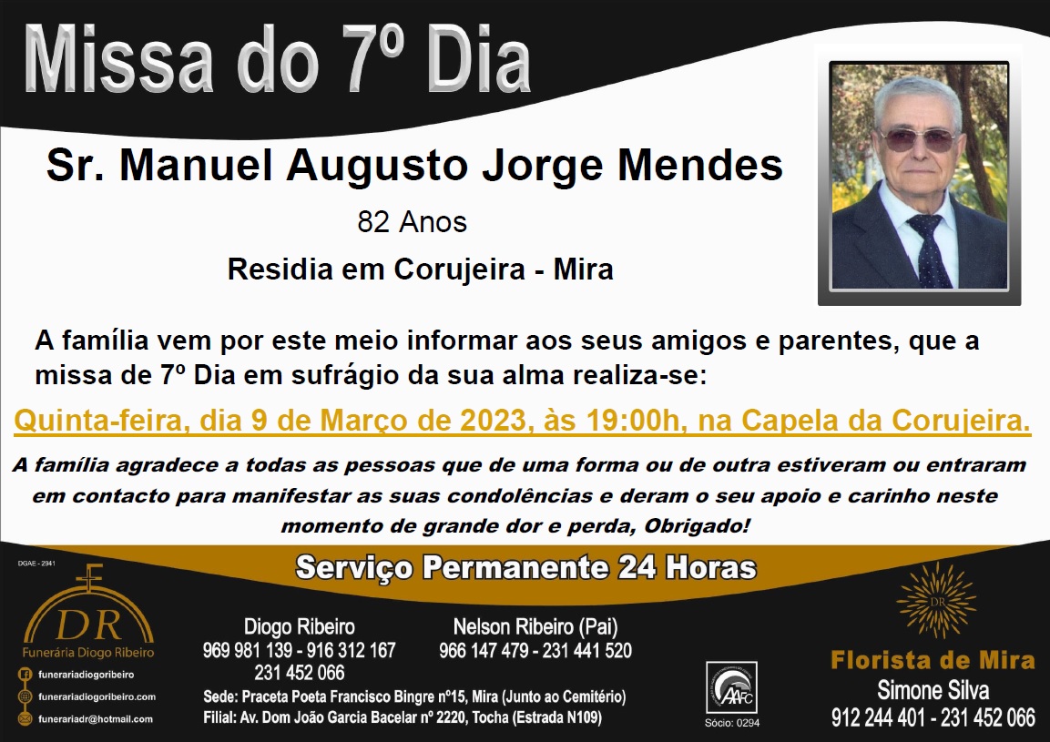 Missa 7º Dia Manuel Augusto Jorge Mendes