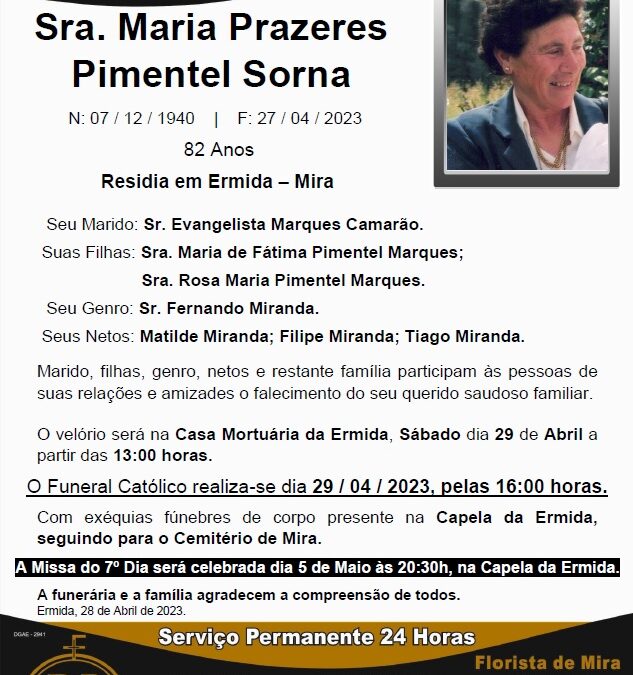 Sra. Maria Prazeres Pimentel Sorna