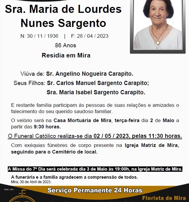 Sra. Maria de Lourdes Nunes Sargento