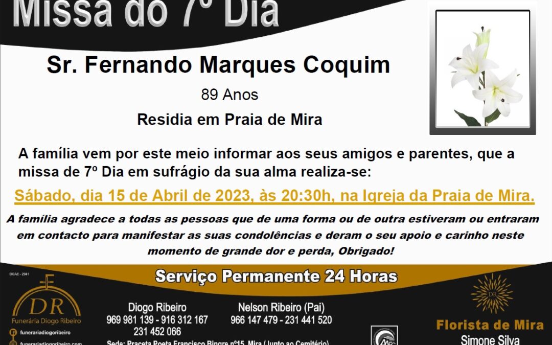 Missa 7º Dia Fernando Marques Coquim