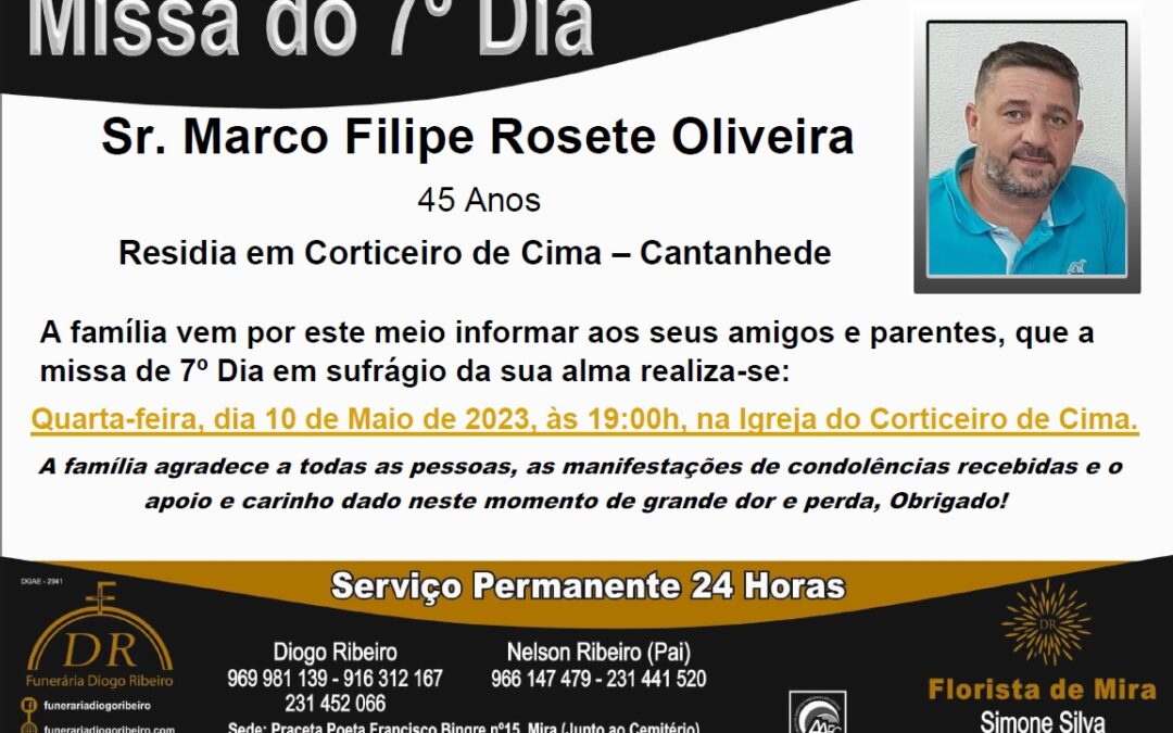 Missa 7º Dia Marco Filipe Rosete Oliveira