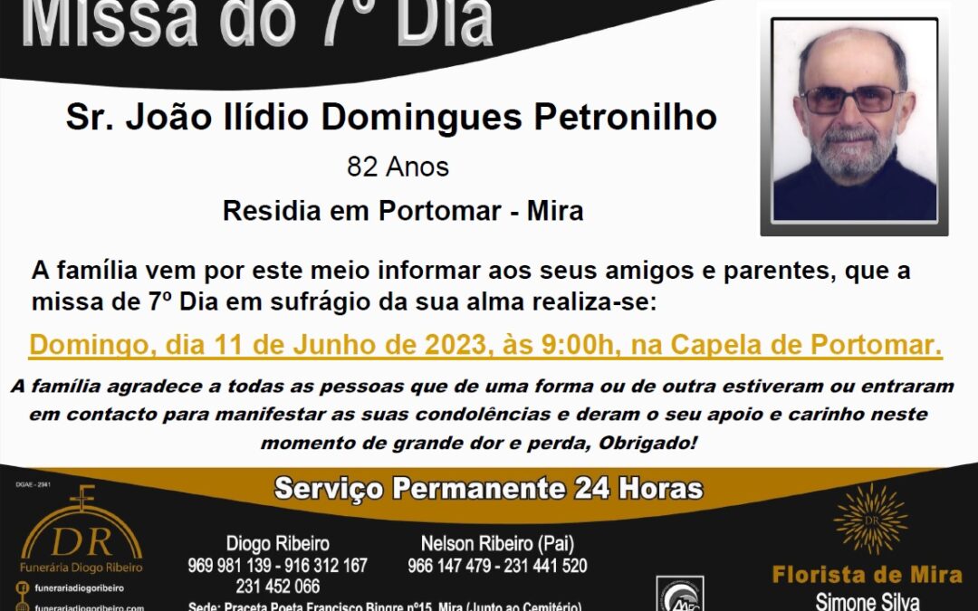 Missa 7º Dia João Ilídio Domingues Petronilho
