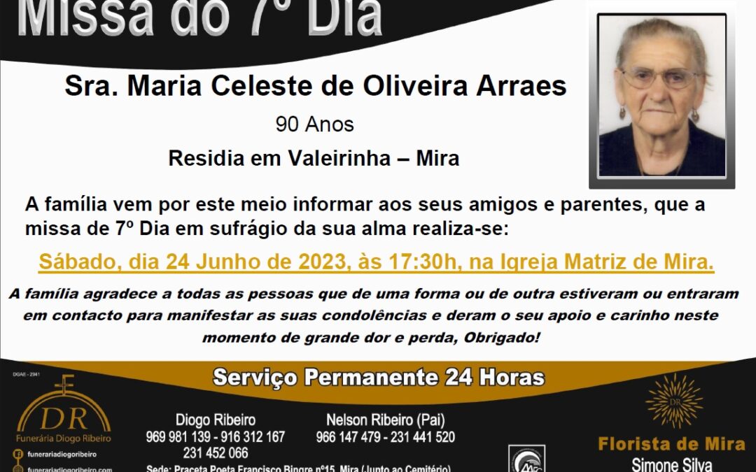 Missa 7º Dia Maria Celeste de Oliveira Arraes