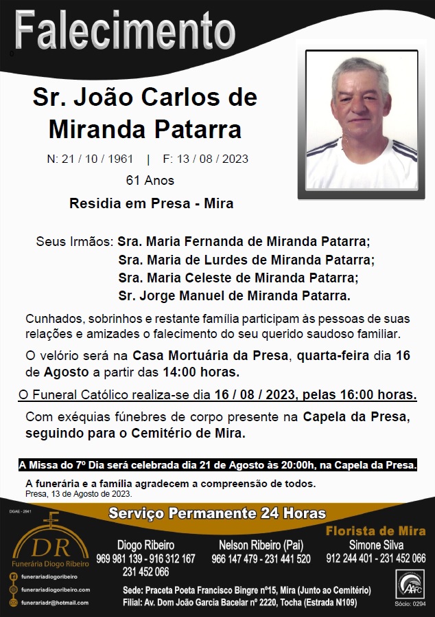 Sr. João Carlos de Miranda Patarra