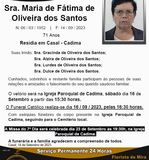 Sra. Maria de Fátima de Oliveira dos Santos