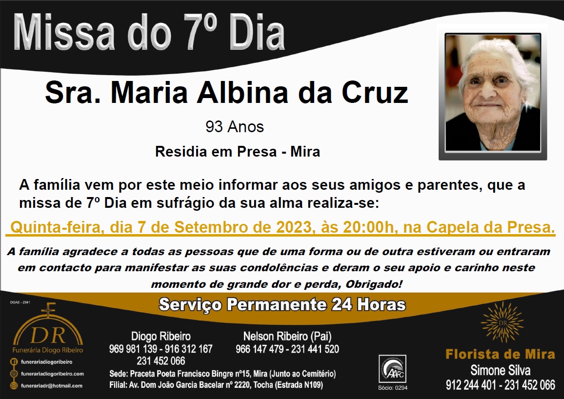 Missa 7º Dia Maria Albina da Cruz