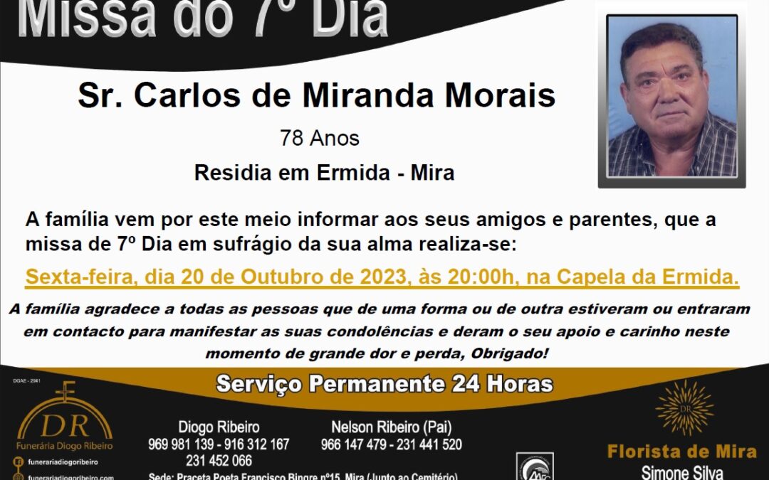 Missa 7º Dia Carlos de Miranda Morais