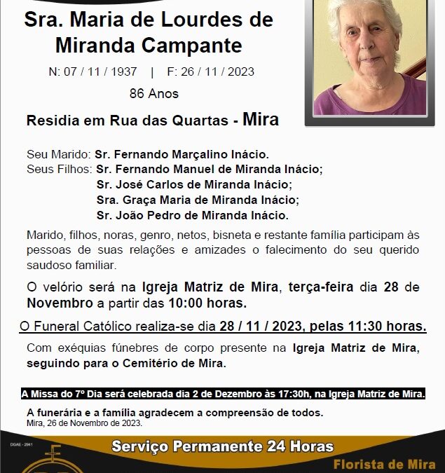 Sra. Maria de Lourdes de Miranda Campante