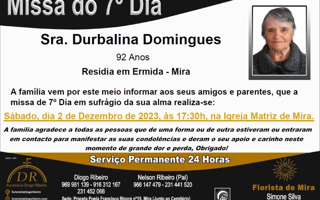 Missa 7º Dia Durbalina Domingues