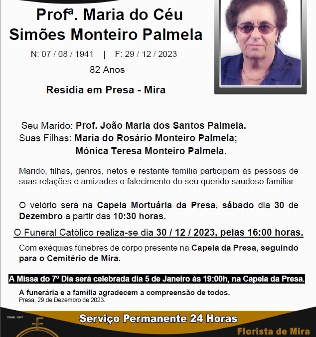 Sra. Profª. Maria do Céu Simões Monteiro Palmela