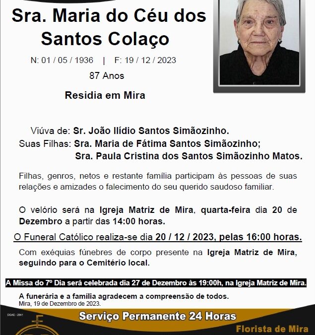 Sra. Maria do Céu dos Santos Colaço