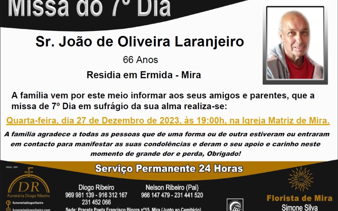 Missa 7º Dia João de Oliveira Laranjeiro