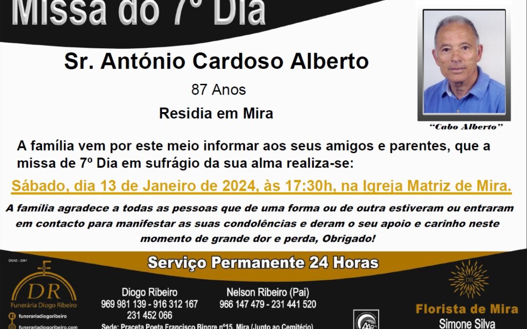 Missa 7º Dia António Cardoso Alberto “Cabo Alberto”