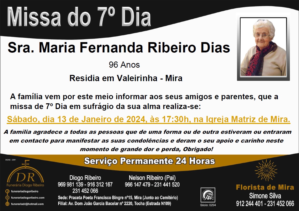 Missa 7º Dia Maria Fernanda Ribeiro Dias
