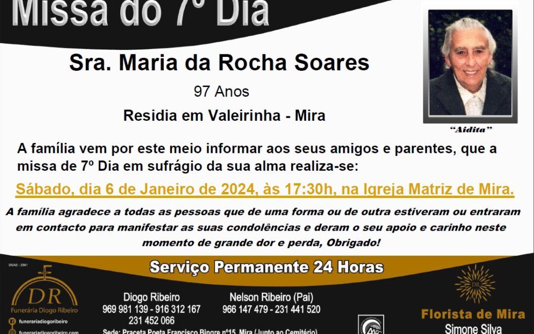Missa 7º Dia Maria da Rocha Soares “Aidita”