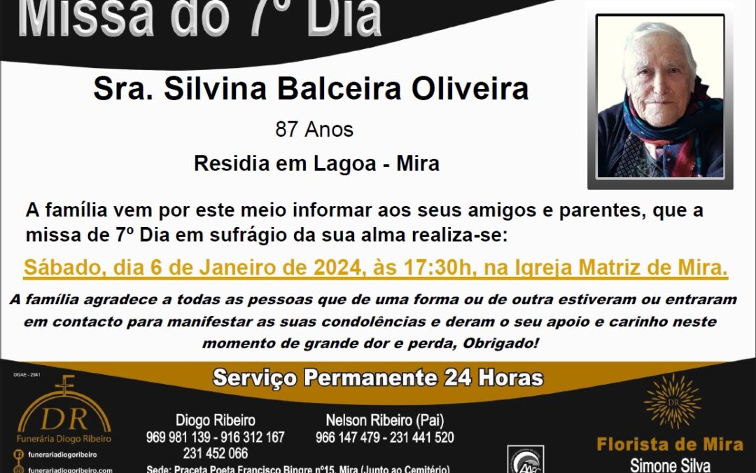 Missa 7º Dia Silvina Balceira Oliveira