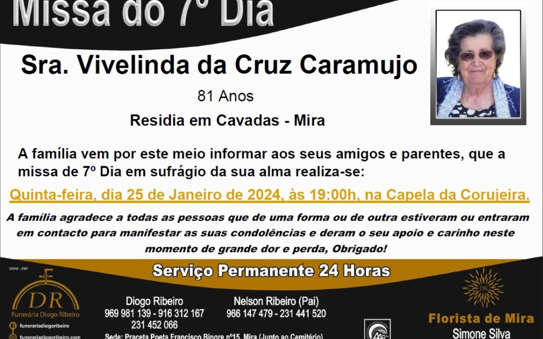 Missa 7º Dia Vivelinda da Cruz Caramujo