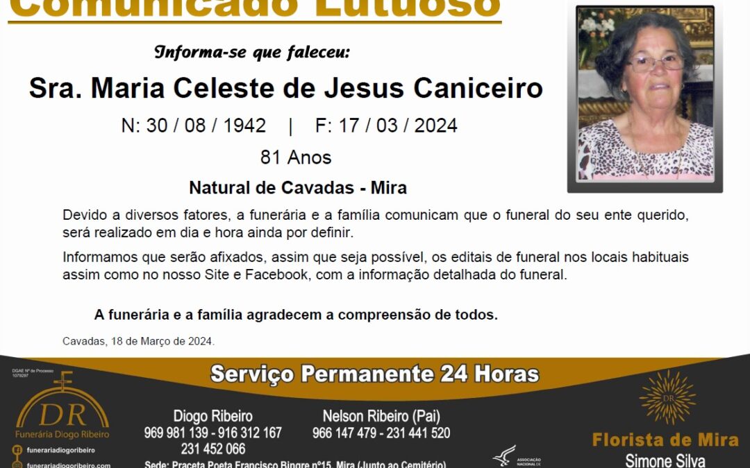 Sra. Maria Celeste de Jesus Caniceiro