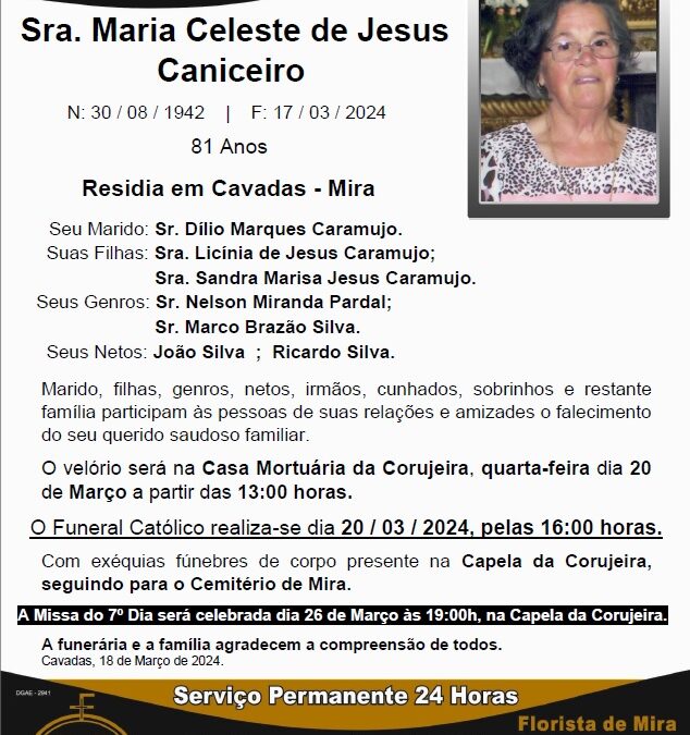 Sra. Maria Celeste de Jesus Caniceiro