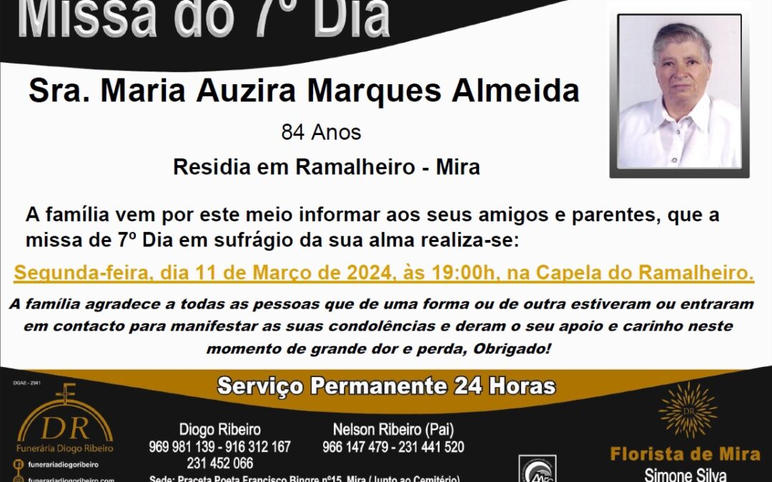 Missa 7º Dia Maria Auzira Marques Almeida
