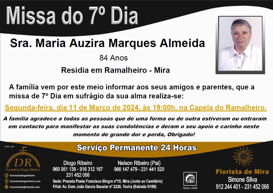 Missa 7º Dia Maria Auzira Marques Almeida