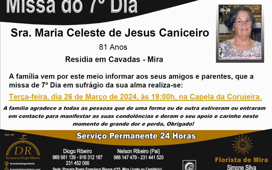 Missa 7º Dia Maria Celeste de Jesus Caniceiro