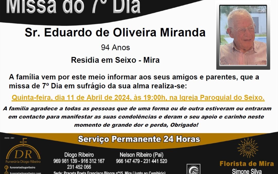Missa 7º Dia Eduardo de Oliveira Miranda