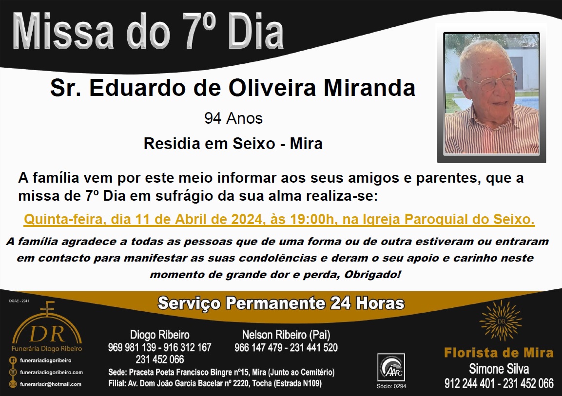 Missa 7º Dia Eduardo de Oliveira Miranda