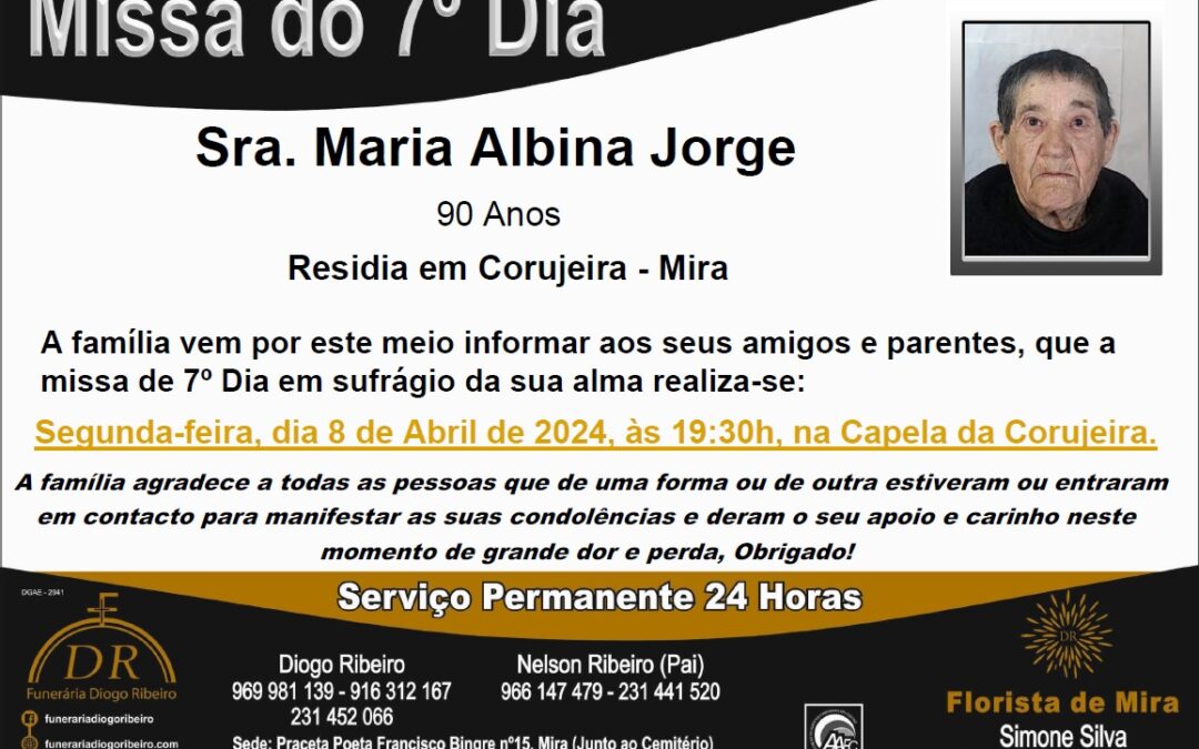 Missa 7º Dia Maria Albina Jorge