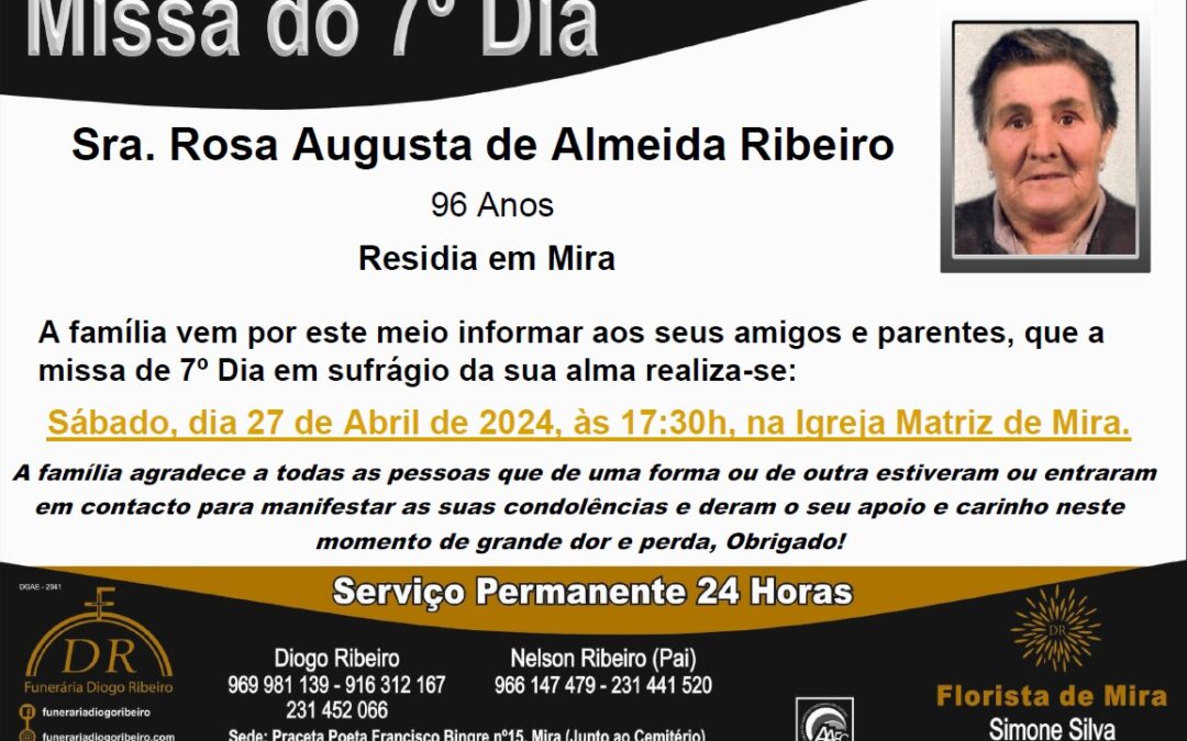 Missa 7º Dia Rosa Augusta de Almeida Ribeiro