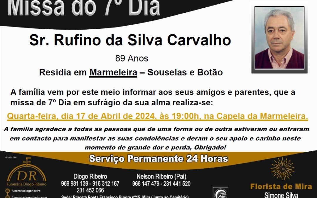 Missa 7º Dia Rufino da Silva Carvalho