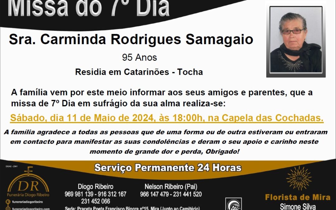 Missa 7º Dia Carminda Rodrigues Samagaio