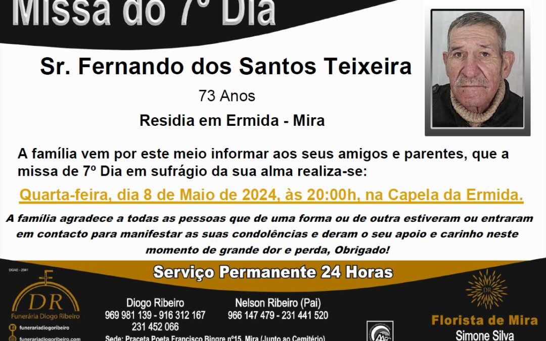 Missa 7º Dia Fernando dos Santos Teixeira