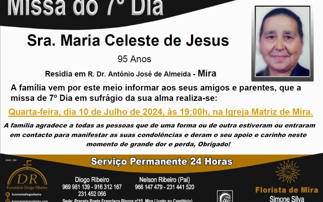 Missa 7º Dia Maria Celeste de Jesus