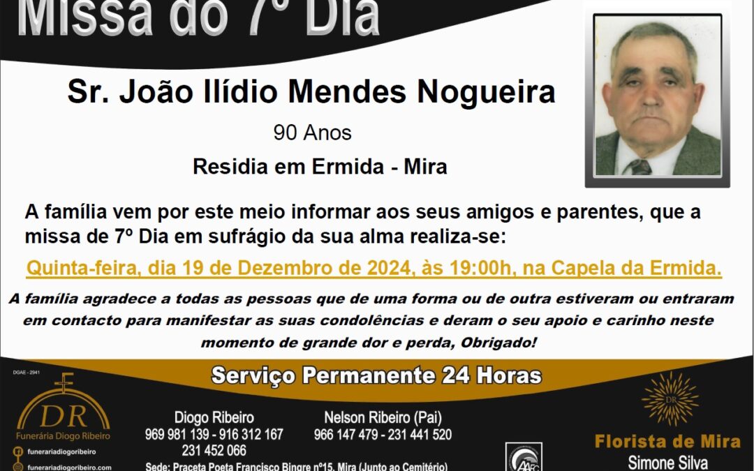 Missa 7º Dia João Ilídio Mendes Nogueira