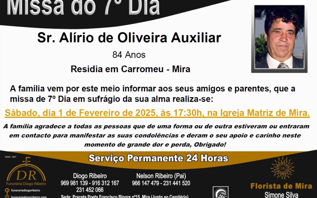 Missa 7º Dia Alírio de Oliveira Auxiliar