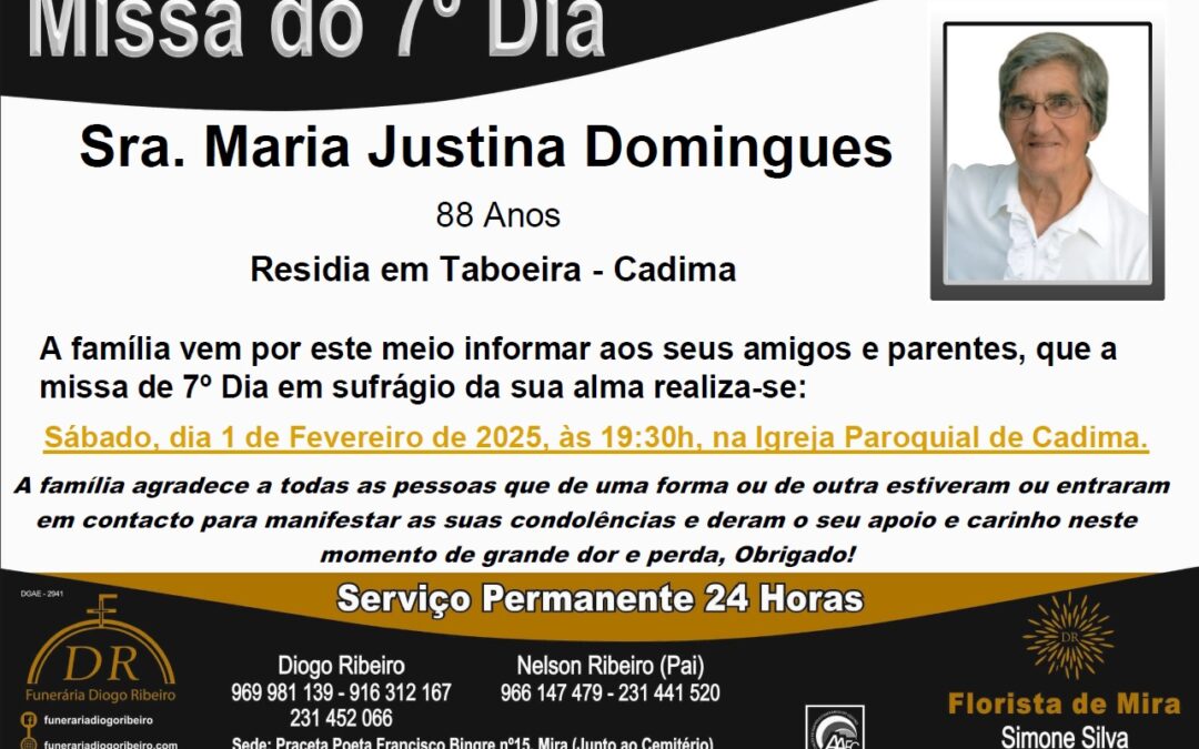 Missa 7º Dia Maria Justina Domingues