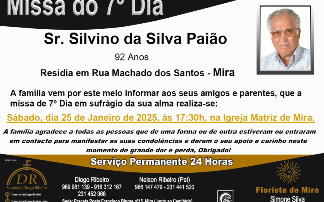 Missa 7º Dia Silvino da Silva Paião
