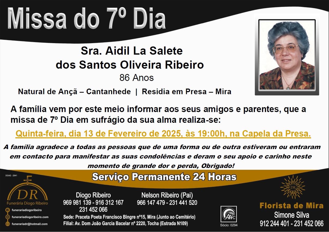 Missa 7º Dia Aidil La Salete dos Santos Oliveira Ribeiro