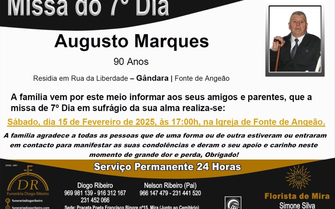 Missa 7º Dia Augusto Marques