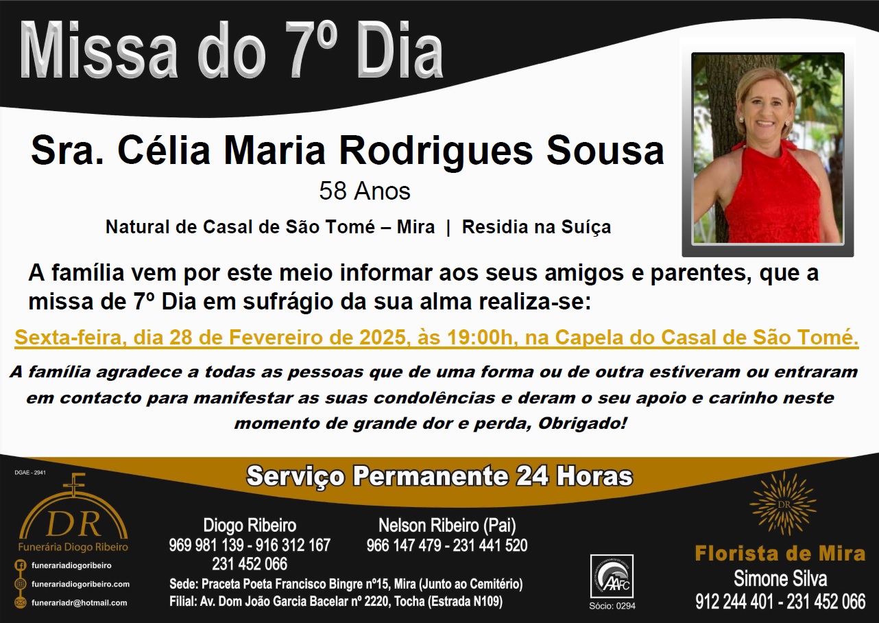 Missa 7º Dia Célia Maria Rodrigues Sousa